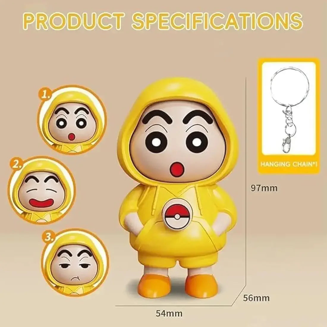 Shinchan Face-Changing Keychain – 3D Cartoon Mood Switcher - Martly