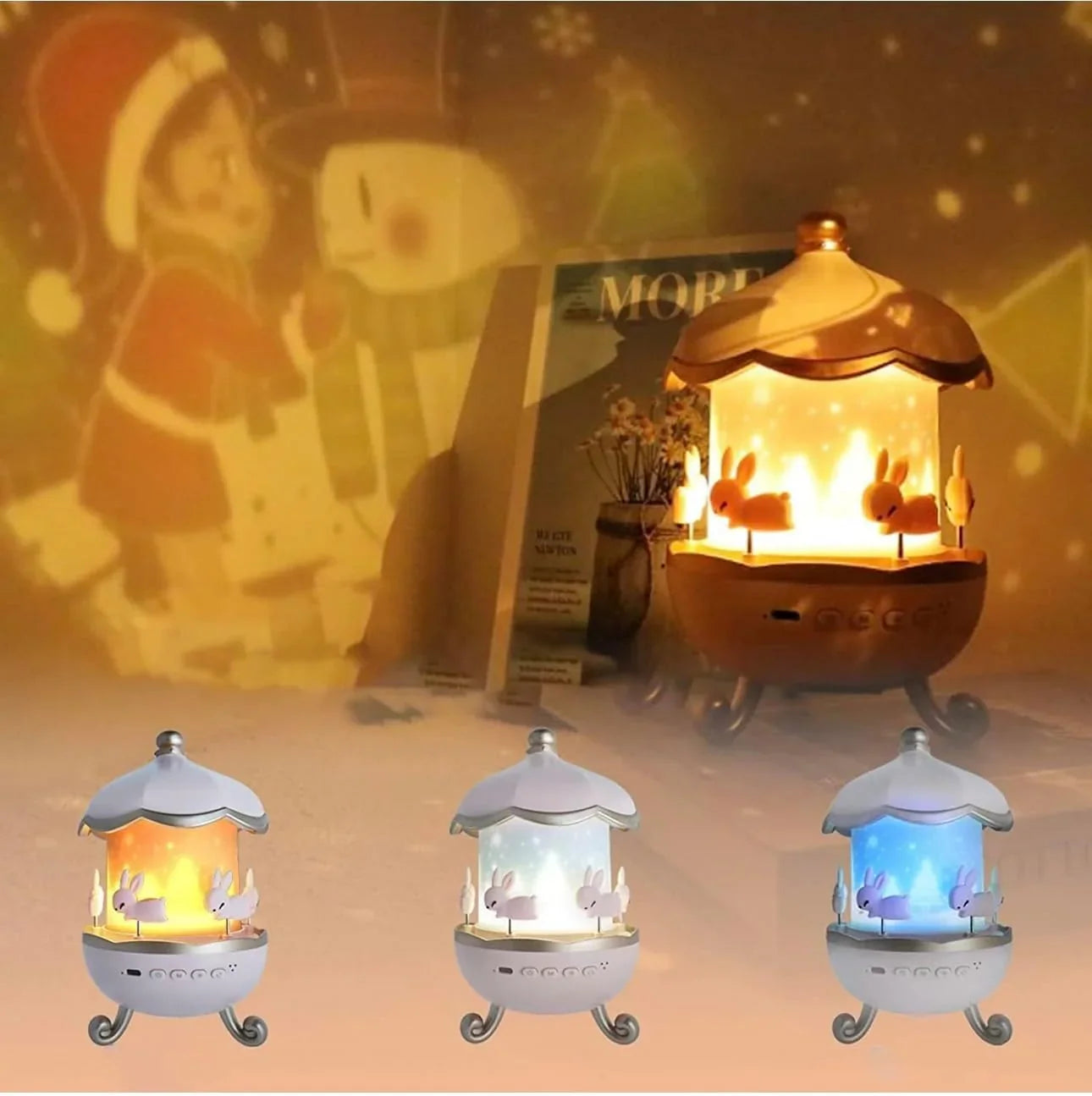 Rechargeable Rabbit Star Projector – 360° Rotating Bunny Night Light for Kids - Martly