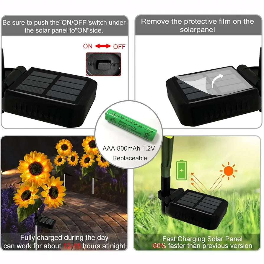 Sunflower Solar Garden Light – Waterproof & Flexible Outdoor Glow - Martly