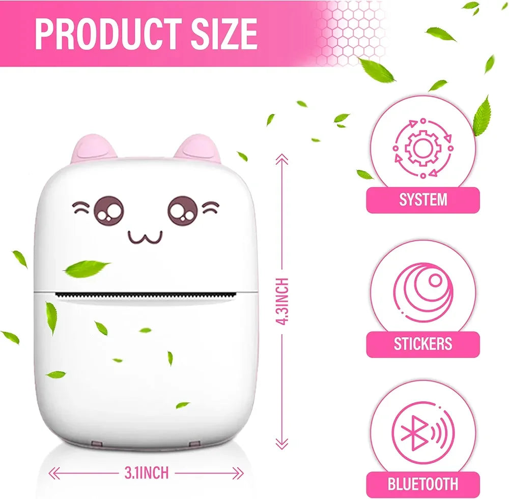 Mini Thermal Pocket Printer – Cute Cartoon Design - Martly