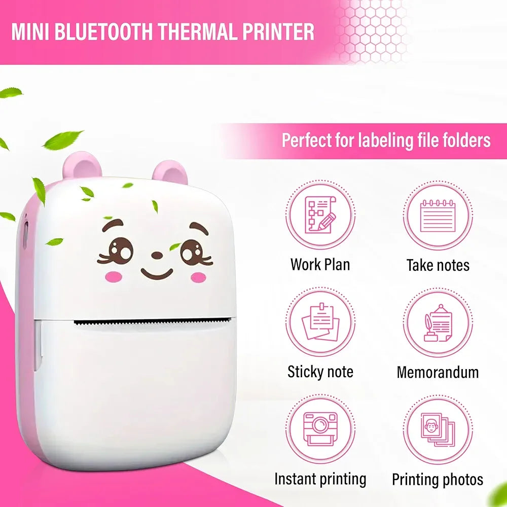 Mini Thermal Pocket Printer – Cute Cartoon Design - Martly