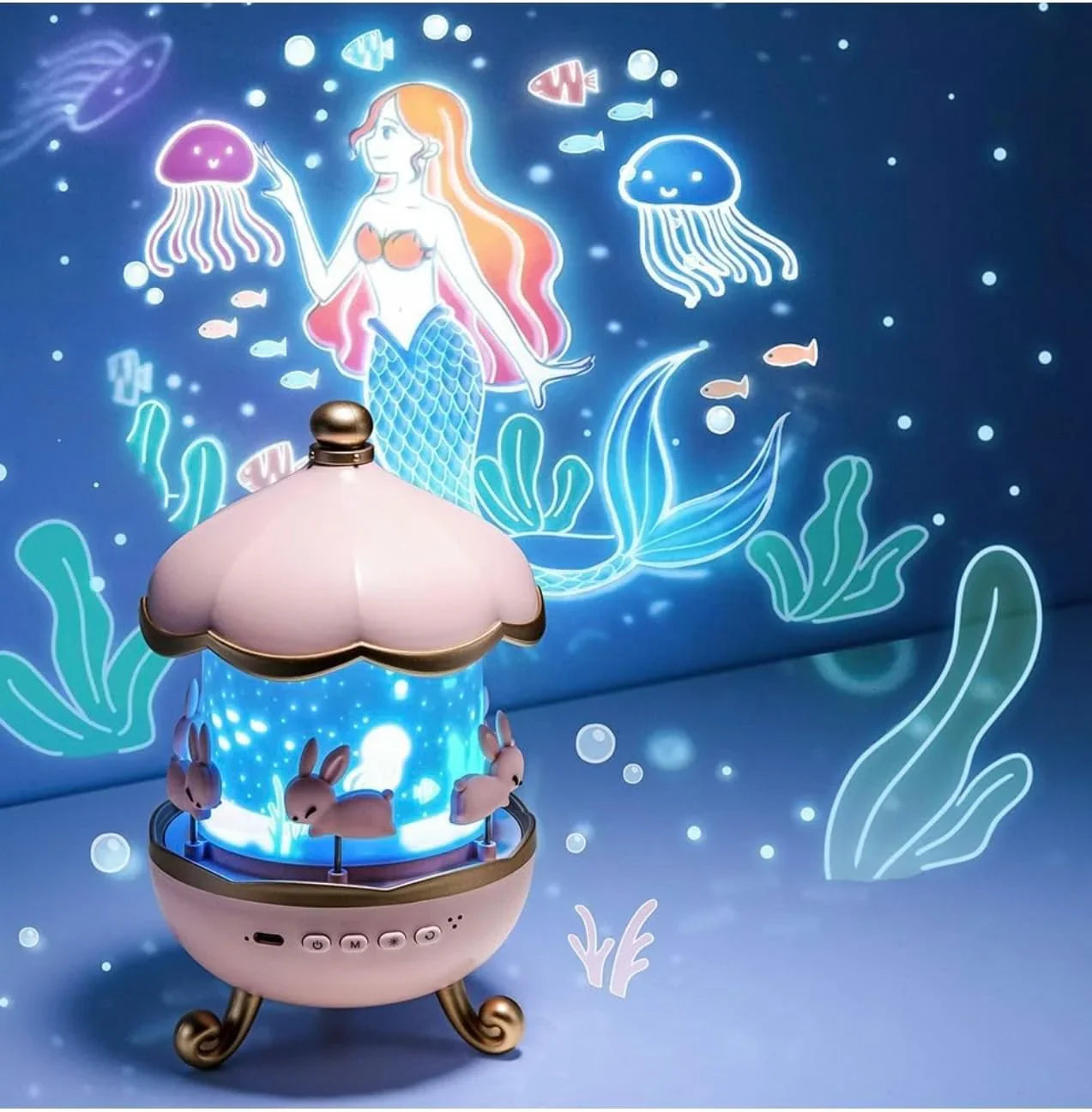 Rechargeable Rabbit Star Projector – 360° Rotating Bunny Night Light for Kids - Martly