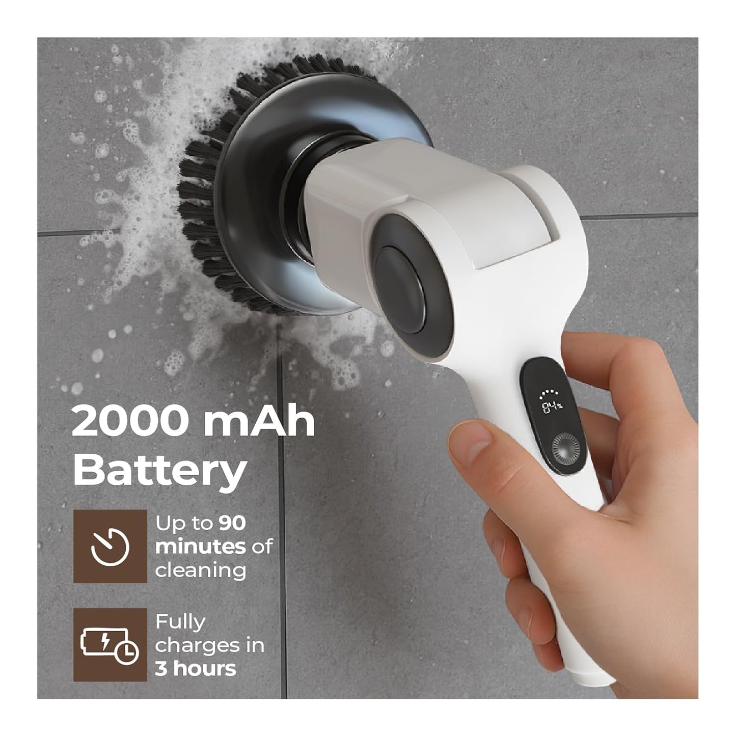 Electric Tile Scrubber – Portable Bathroom Cleaning Brush with Powerful Motor