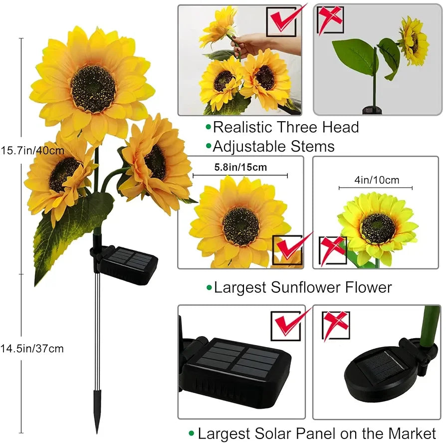 Sunflower Solar Garden Light – Waterproof & Flexible Outdoor Glow - Martly