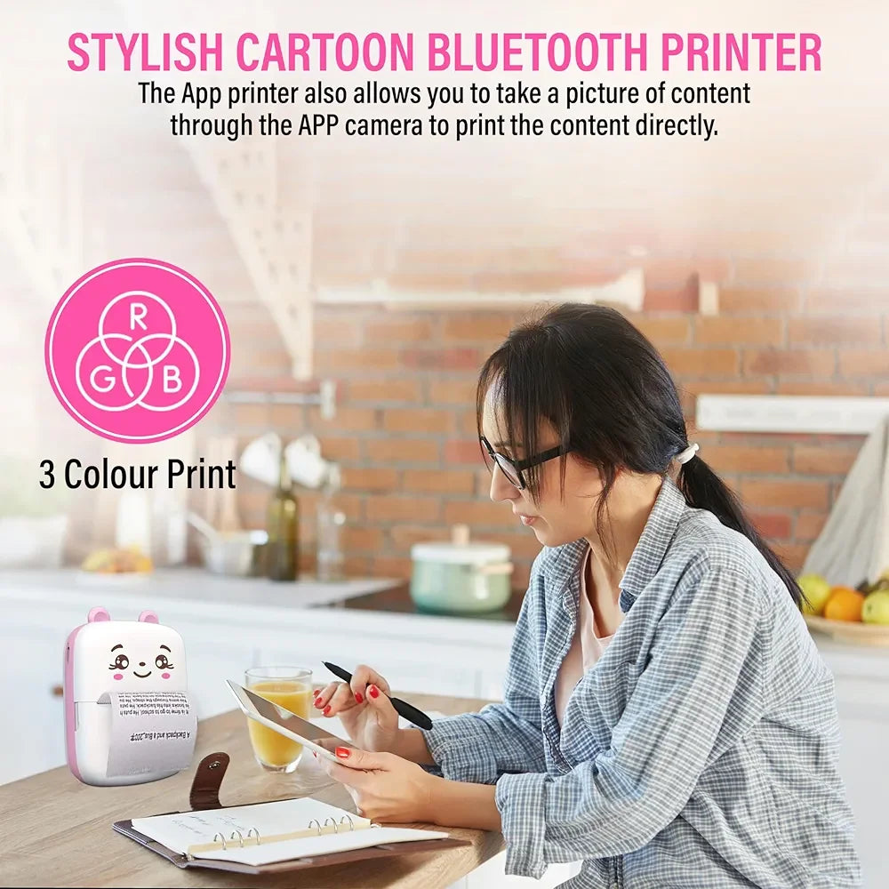 Mini Thermal Pocket Printer – Cute Cartoon Design - Martly
