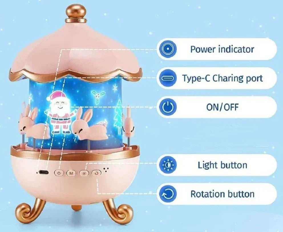 Rechargeable Rabbit Star Projector – 360° Rotating Bunny Night Light for Kids - Martly